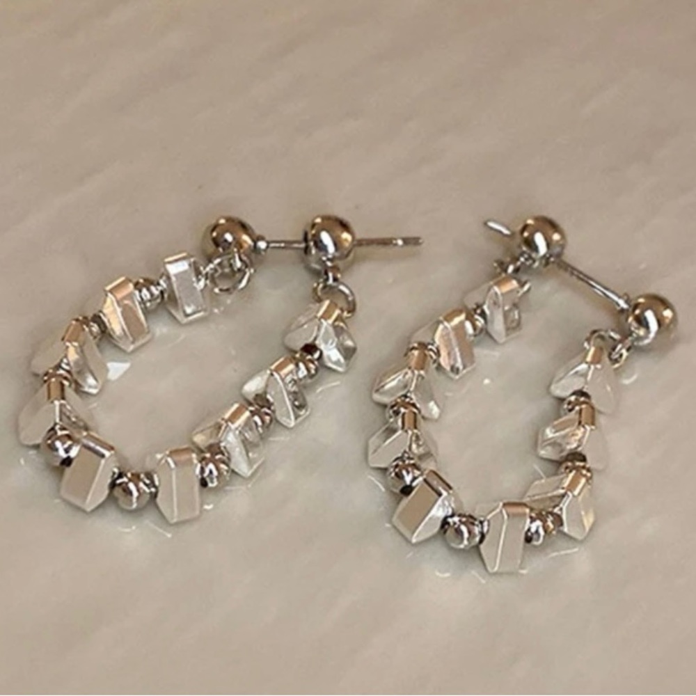 Edgy Floating Baguette Hoop Earrings